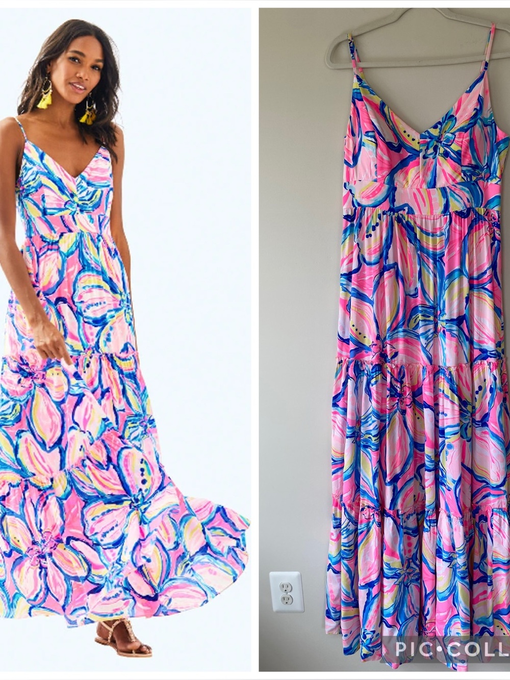 Lilly Pulitzer Melody Maxi Dress in Sunny Side Pink Sunset Size 8 Tiered